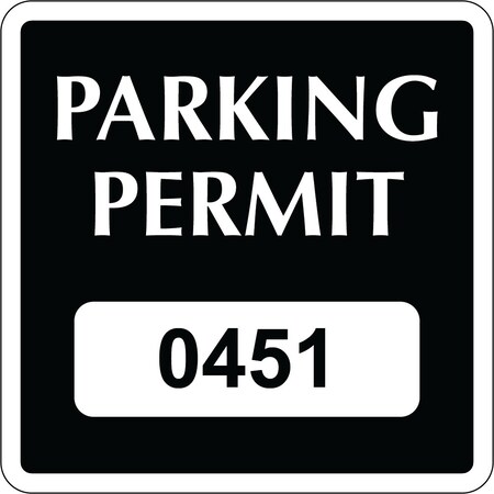 Lustre-Cal Static Cling Parking Permit Black 2in x 2in  Square Serialized 450-500, 50PK 253753SCL1KSq0451
